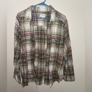 American Eagle Distressed Oversized Flannel